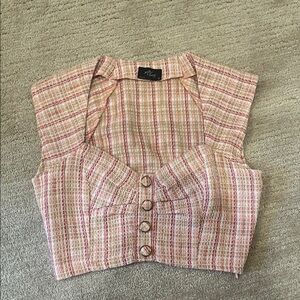 Stylish Pink Plaid Crop Top